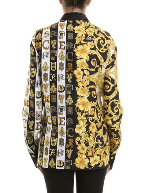 versace gold hibiscus print silk shirt|Versace Hibiscus Gold Shirt .